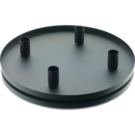 Tablett Schwarz mit 4 Magnet-Stabkerzenhaltern Ø 30 cm - Metall (1/3)