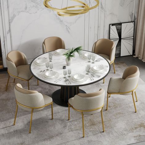 Esszimmerstuhl mit ergonomischer Rückenlehne, verstellbaren Füßen, Massivholzrahmen, PVC-Kunstleder, beige khaki (1/5)