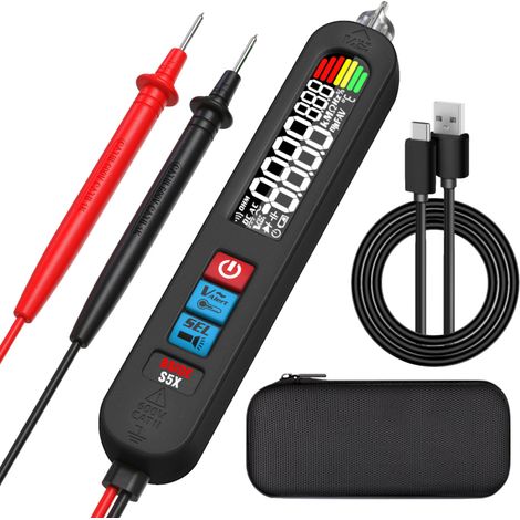 Wiederaufladbares digitales Multimeter mit Farbbildschirm zur Messung von Spannung, Kapazität, Dioden und Ohm.