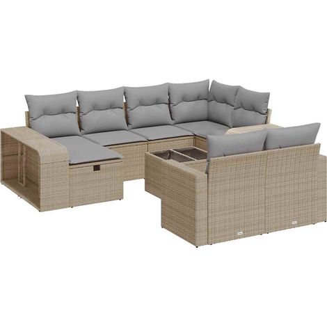 Maison Exclusive - Set de sofás de jardín 11pzas con cojines ratá (1/5)