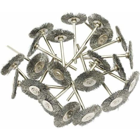 Lot de 20 brosses rotatives en fil d’acier, 22 mm - brosse de polissage abrasive pour outils rotatifs (1/4)