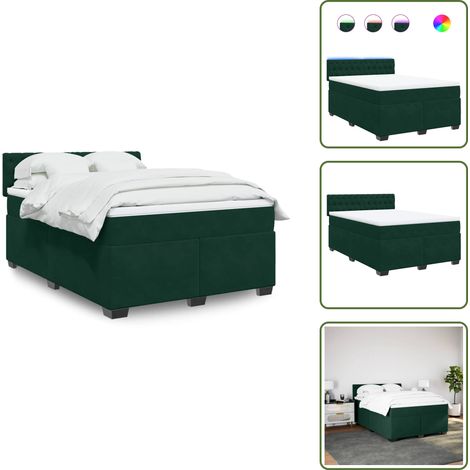 vidaXL Sommier à lattes de lit et matelas Vert foncé 140x190cm Velours