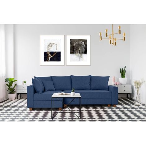 KONSIMO REVO Ecksofa 3-4 Sitzer, Schlaffunktion, blau (1/5)