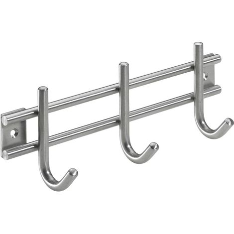 Hettich Garderobenleiste 3 Haken 22,0 x 8,5 x 5,5 cm Edelstahl Hakenleisten