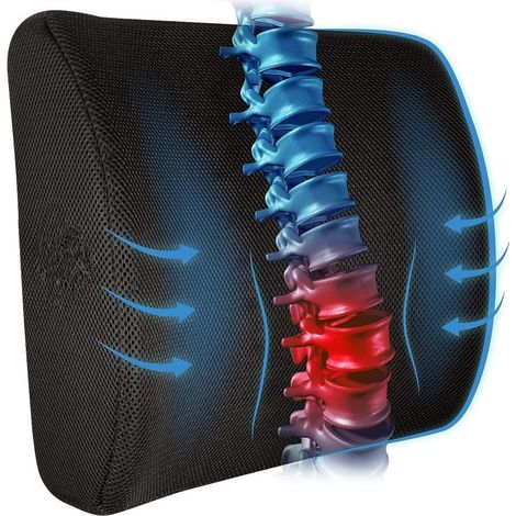 Cojín de soporte lumbar: Cojín lumbar de espuma viscoelástica para aliviar el dolor de espalda baja - Cojín de respaldo para coche para conducir - Soporte lumbar (1/3)