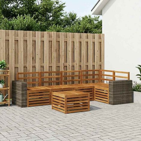 vidaXL Ecksofa Set 6 pcs Natur Massivholz Akazie (1/5)