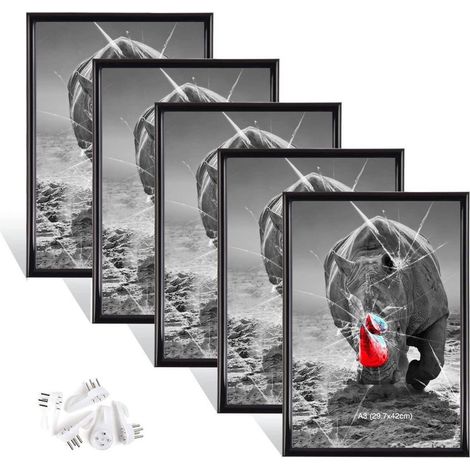 Dmyifan Fotorahmen Set Schwarz DIN A3 29.7x42 cm Plexi-Glas Portraitrahmen (1/5)