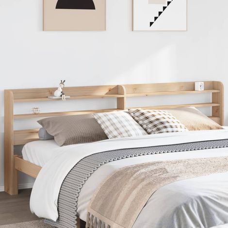 Cabecero de cama con estantes madera maciza de pino 200 cm vidaXL (1/5)