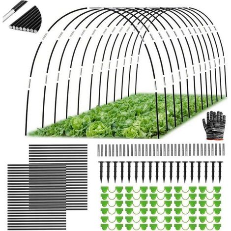 KLVGTIFS PU - Arceau pour Serre Tunnel,Cerceau pour Serre de Jardin,Arceau de Jardin,Kit De Maison De Cerceau De Jardin (Noir/55 pièces) (1/5)