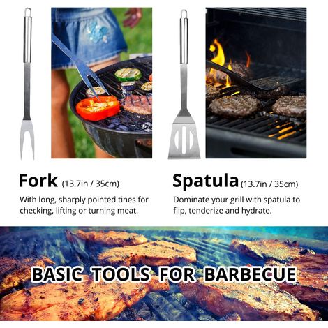Ensemble d'ustensiles de Barbecue Professionnels en Acier Inoxydable avec Sac Facile à Transporter (9 PCS) (1/4)
