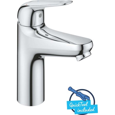 Grohe Swift - Waschtischarmatur mit Push-Open-Ablaufgarnitur, Kaltstart, Chrom 24329001 (1/5)