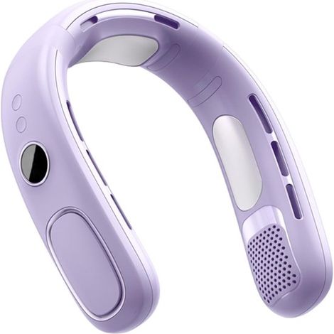 Bolsa de almacenamiento,ventilador de cuello semiconductor sin aspas,pantalla digital recargable,dispositivo de refrigeración portátil,morado (1/2)