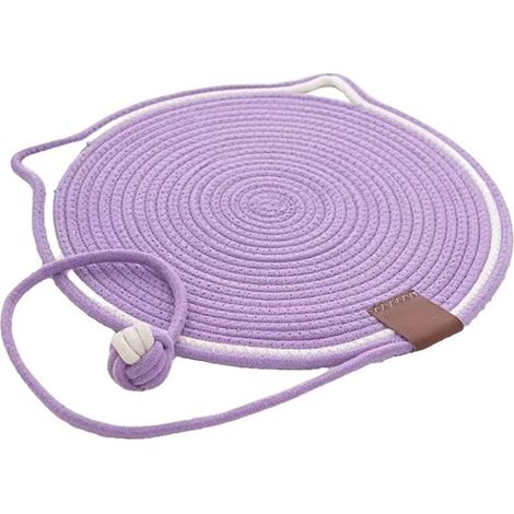 1 tapis à griffer rond, 43 x 43 cm, corde en coton non toxique, avec jouet suspendu, pour jeux intérieurs/extérieurs (1/5)