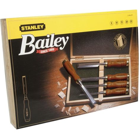 Geschenkset mit 5 Holzschnitten - Holzgriff lackiert - Chromstahlklinge - STANLEY, 2-16-217