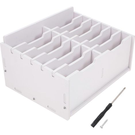 Handyhalterung für den Schreibtisch im Klassenzimmer, Aufbewahrungsbox mit 12 Fächern-21.8X17.1CM-White (1/3)