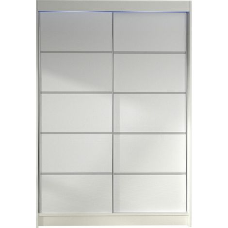 Armoire Closico Salvor IV, Blanc, 200x120x58cm, Portes d'armoire: Coulissantes, Nombre d'étagères: 5, LED: Disponible