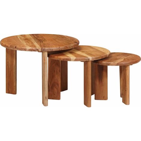 Tables basses gigognes 3 pcs Table de salon Table de café Marron Bois d'Acacia Massif (1/5)