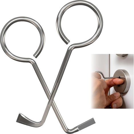 2 Pièces Clé Passe-partout, Acier Inoxydable, Ouvre Serrure Porte Intérieure, Kit Crochetage pour Concierge (1/5)