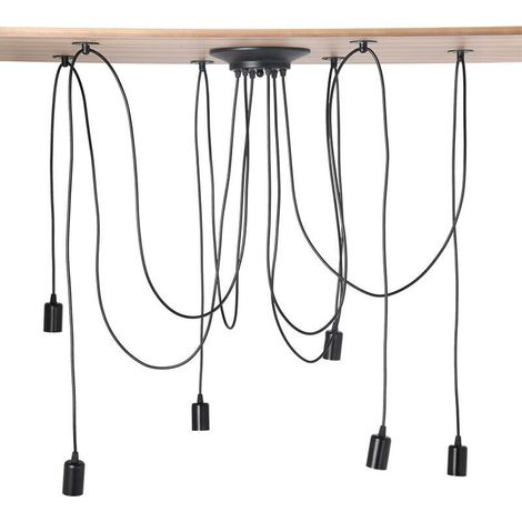 Moderne Et Rétro Lustre Suspension 6 Bras Suspension Luminaire Diy Créatif Lustre Araignee Ajustable 2m Vintage Lampe De Plafond Avec e27 Douille Noir (Sans Source Lumineuse) (1/4)
