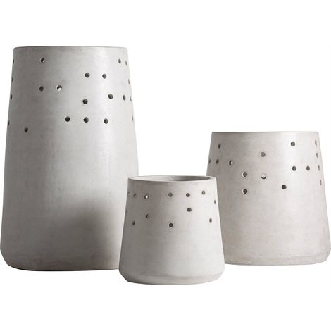 Set de 3 cache pots jacquard en béton - blanc cassé (1/4)