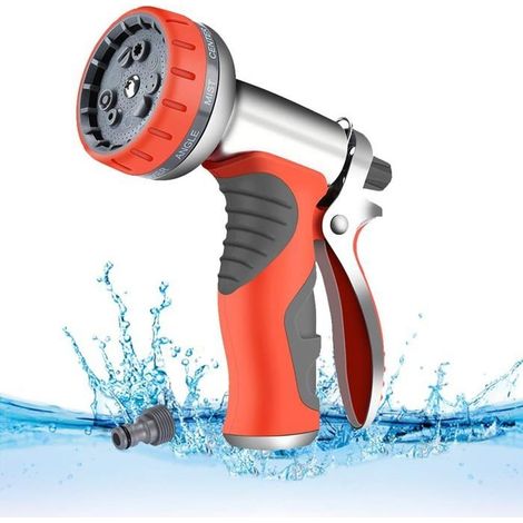 Douche de jardin, douchette de jardin avec 9 modes d'irrigation, pistolet pulvérisateur de tuyau d'arrosage en métal multi-douche p (1/4)