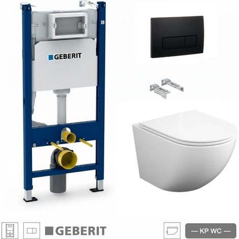 Pack WC Bastidor GEBERIT Duofix Basic con Cisterna Delta, Pulsador Delta 50 Negro Mate y WC Suspendido Round Smart 52 cm Tornado 3.0 de Koller Pool (1/5)