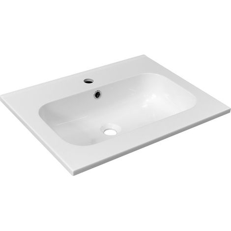 Lavabo SIDRA, marbre coulé, 61x46cm, blanc (1/3)