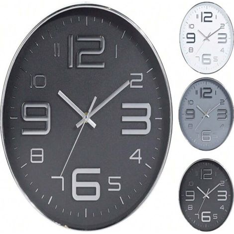 Horloge murale argentée 30,5 cm, lot de 3 couleurs assorties, design moderne pour salon, cuisine ou bureau