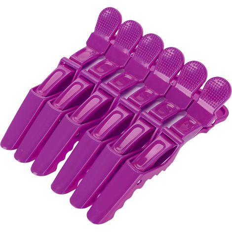 Lot de 6 pinces à cheveux crocodile antidérapantes à une seule griffe, violettes (1/5)