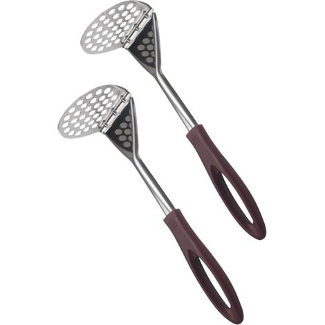 Pelles Presse- Ustensiles Pratiques Lot de 2 en Acier Inoxydable Argenté Bords Lisses et Finition Soignée Manches Longs Cuisine et Maison (1/5)