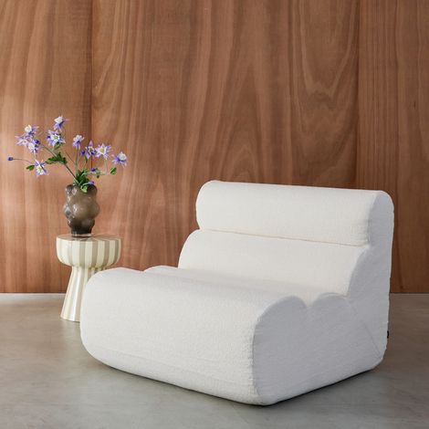 Chauffeuse bouclette texturée 1 place - L 81 x P 99 x H 75cm - Nova Bouclette texturée Blanc (1/5)