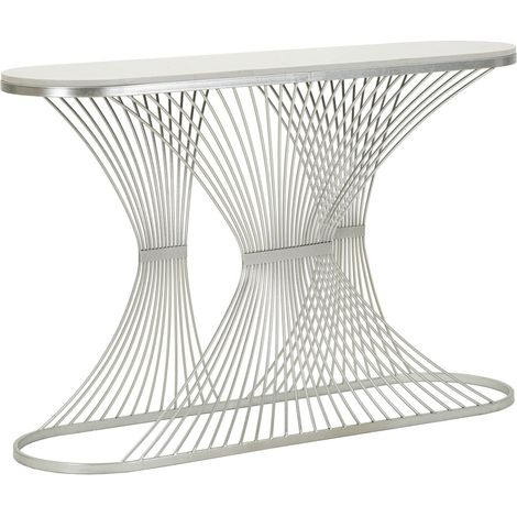 Console Stripe argento in ferro e marmo 120x35x79 cm (1/5)