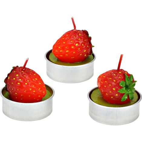Bougies chauffe-plat fraise en cire Set de 6