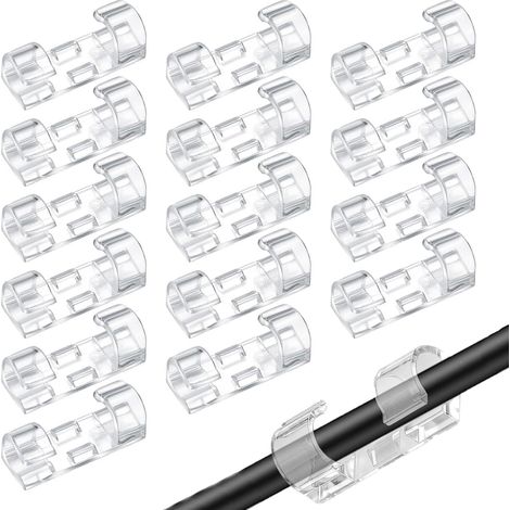 120 Pièces Clips de Câbles Adhésifs, Supports Organisateur de Câbles Ronds, Organisateur de Câbles, Serre-câbles Plastique Montage Mural avec Coussinets Adhésifs pour Câble de Bureau (Transparent)