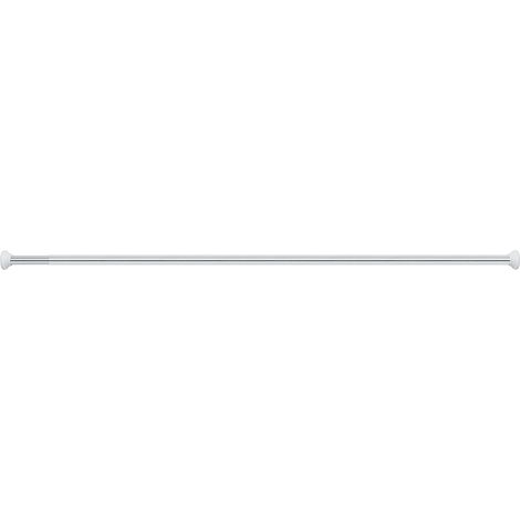 Barre tringle pour rideau de douche ou baignoire extensible sans perçage en Alu, Modèle DECOR, Adapté à tous les Rideaux, Barre télescopique, 125-220cm Finition brillante (1/2)