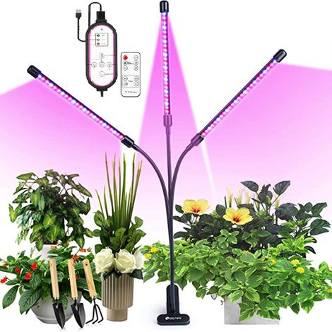 Lampe pour plantes LED Lumière de croissance des plantes,Lumière à clipser,Lumière de remplissage des plantes,3 têtes, programmable (1/5)