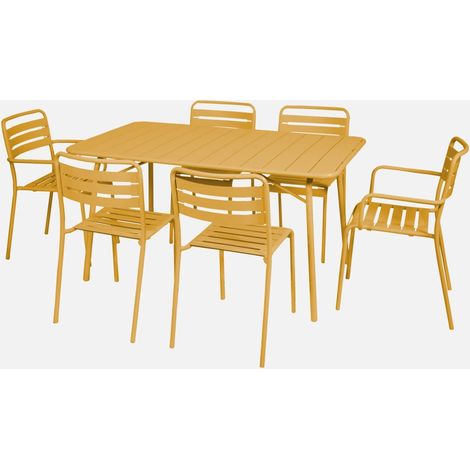 Set tavolo da giardino pieghevole in acciaio con 2 poltrone e 4 sedie, 140cm (1/4)