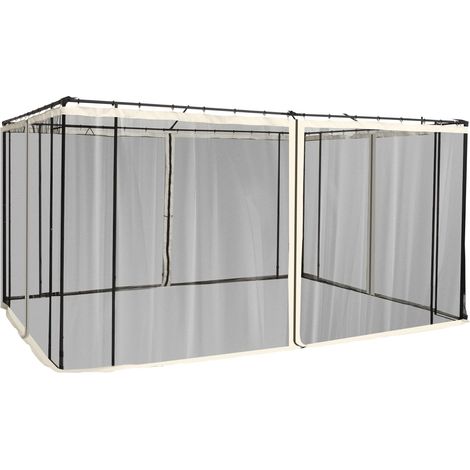 Moustiquaire de rechange universelle pour tonnelle avec fermeture éclair, 335 x 207 cm - Noir et beige