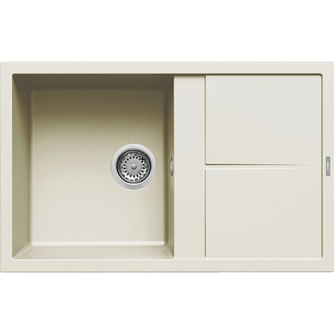 Lavello Elleci Incasso 1 vasca 79x50 Unico 300 Granitek Bianco Antico LGU30062