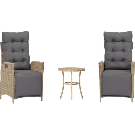 Maison Exclusive - 3-tlg. Bistro-Set mit Kissen Beigemischung Pol