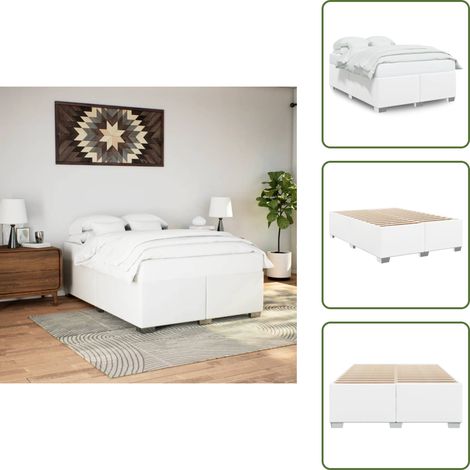 Cadre de lit sans matelas blanc 140x190 cm similicuir - Cadre De Lit - Cadres De Lit - Sommier - Meuble De Chambre À Coucher (1/5)