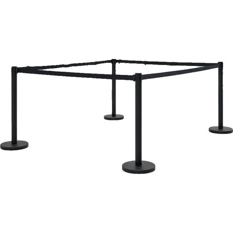 Barrière de Contrôle de Foule, Plastique Durable, Base Robuste, noir (1/2)