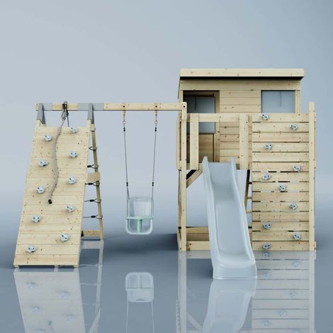 PolarPlay Spielturm Emil aus Holz in BlauBabyschaukel