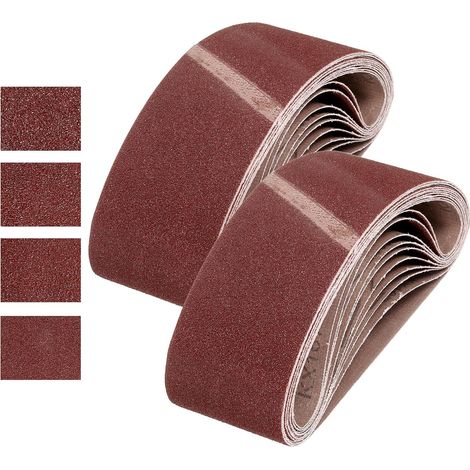 76mm x 533mm Bandes Abrasives, 24 Pcs 40/60/80/120 Grains Oxyde D'Aluminium Bande Abrasive pour Travail du Bois, Polissage du Métal, Affûteur de Couteaux (1/5)
