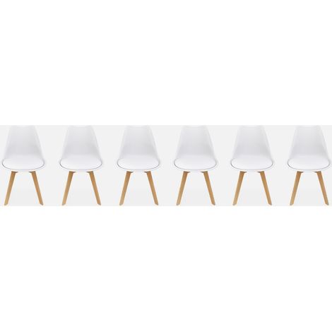 Silla escandinava con patas de madera de haya, set de 6 (1/5)