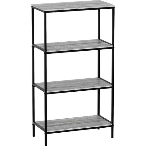 Brooklyn 4 Tier Bookcase Wooden Shelving Storage Display Shelves Wood Unit Stand, Grey