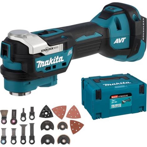 Makita DTM 52 ZJX2 Akku Multifunktionswerkzeug 18 V Starlock Max Brushless + 43 tlg. Zubehörset + Makpac - ohne Akku, ohne Ladegerät