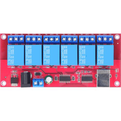 Module relais USB 6 canaux, réglable, pilotage HID libre, carte relais USB 24V pour maison et ferme (1/5)