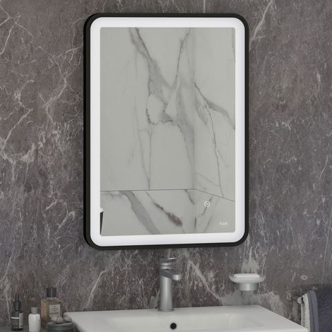 RAK Art Matt Black 500mm x 700mm Soft Illuminated LED Mirror - RAKARTSFMB5001 (1/2)