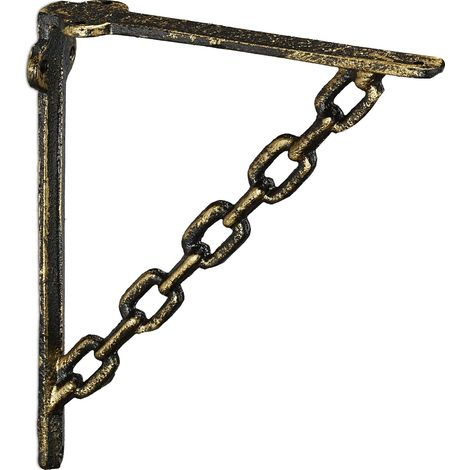 Set di 2 staffe decorative da parete per mensola 18 x 4 x 21,5 cm stile industriale vintage in ghisa nera 130009188
